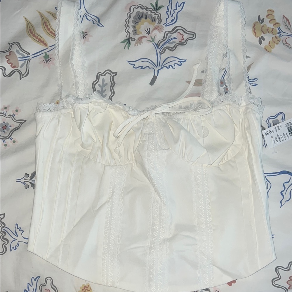 PacSun White Lace Trim Top